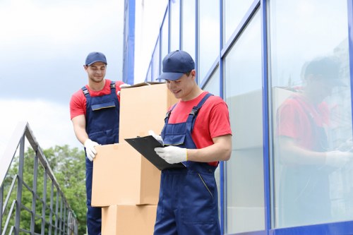 Stacked moving boxes and packing supplies for Richmond relocations