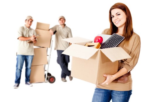 Professional movers packing office equipment in Richmond