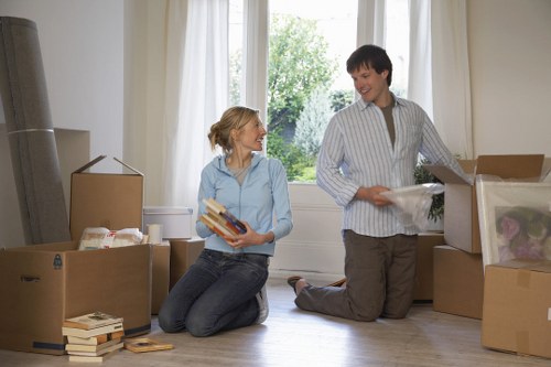 Packed boxes and moving supplies prepared for Richmond house move